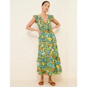 Anthropologie Peregrine Flutter Sleeve Midi Dress Size Large